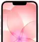 iPhone 17e, Teilansicht der Vorderseite mit Ceramic Shield 2, Farbe Hellrosa, zeigt ein Hintergrundbild mit einer rosa Blume