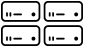 Vier Mac Studio Symbole, paarweise übereinander